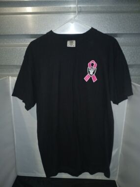 Comfort Colors Raiders Breast Cancer Awareness MHR Graphic T-Shirt Black Size L